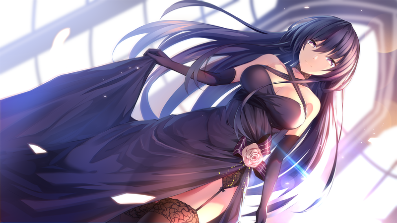 gloves, long hair, dress, garter belt, stockings, Date A Live, Yatogami Tohka