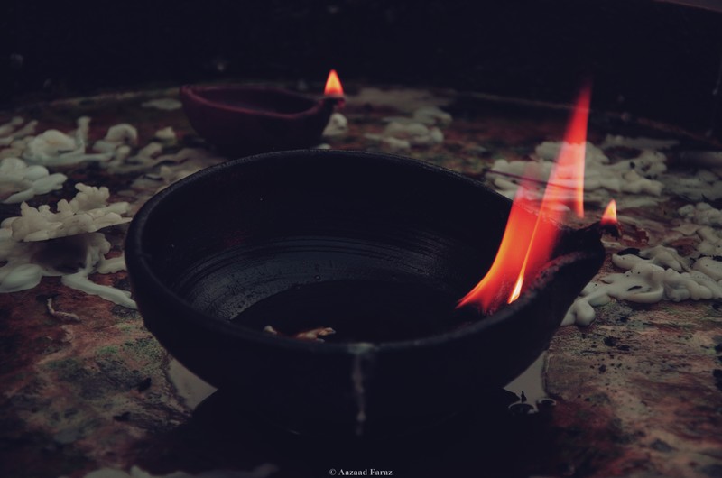 shrine, lamp, candles, dark, fire, oil lamp, burning