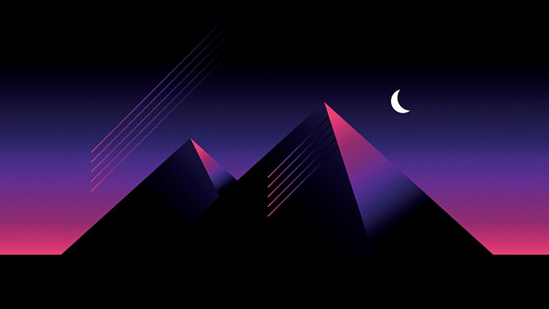 gradient, digital art, geometry, pyramid, illustration