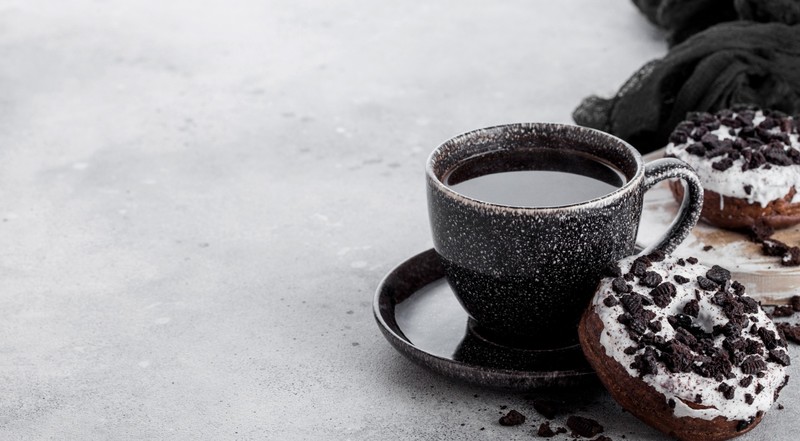 sweets, donut, cup, coffee, dessert, food
