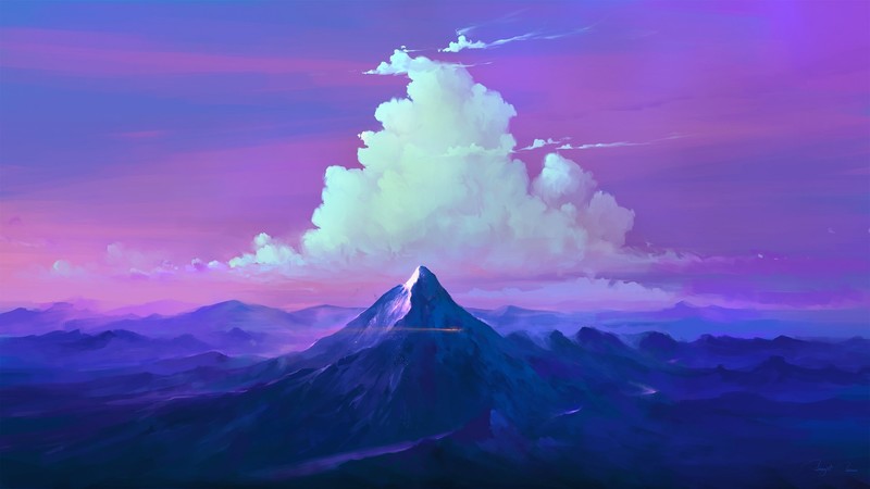 BisBiswas, mountains, nature, clouds, digital art