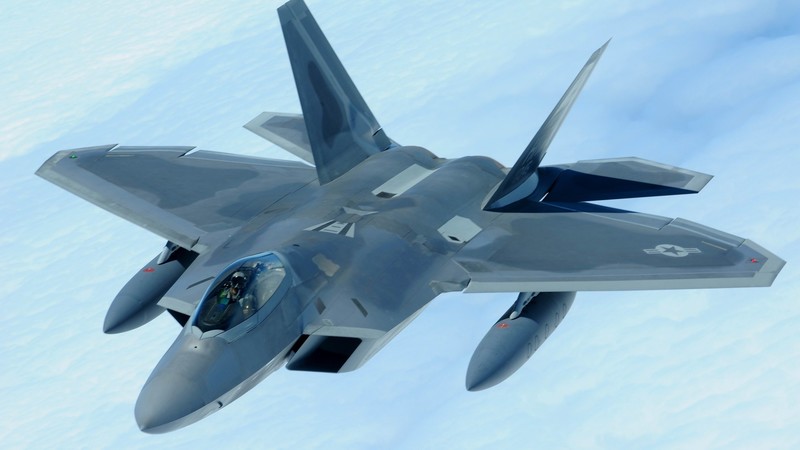 airplane, aircraft, F-22 Raptor, US Air Force, stealth, cyan