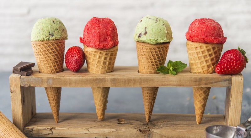 colorful, food, sweets, ice cream, waffles, chocolate
