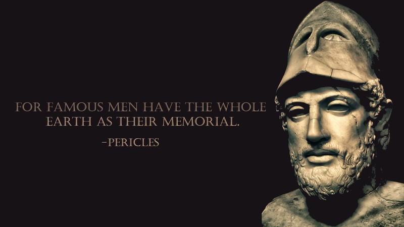 Pericles, quote, philosophy, simple background, statue, text