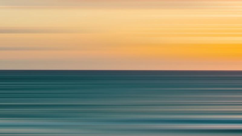 sunset, horizon, long exposure, blurred, gradient, 4k
