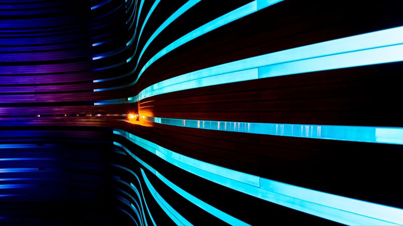 interior, walls, lights, wavy, lines, 4k