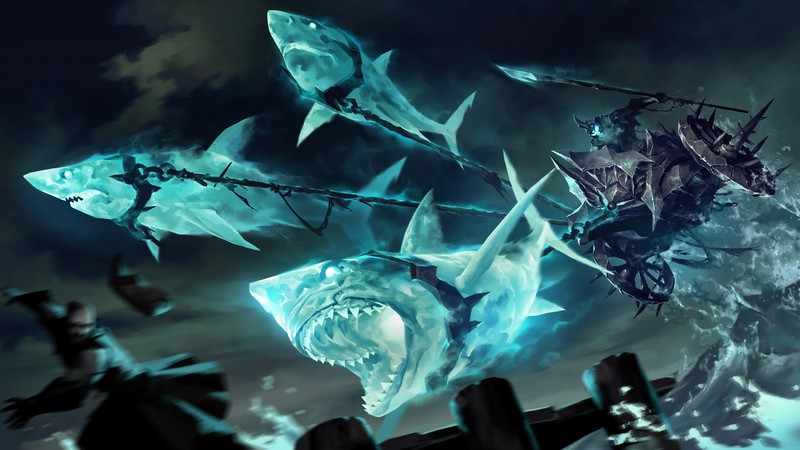 Legends of Runeterra, League of Legends, PC gaming, fantasy art, cyan, shark