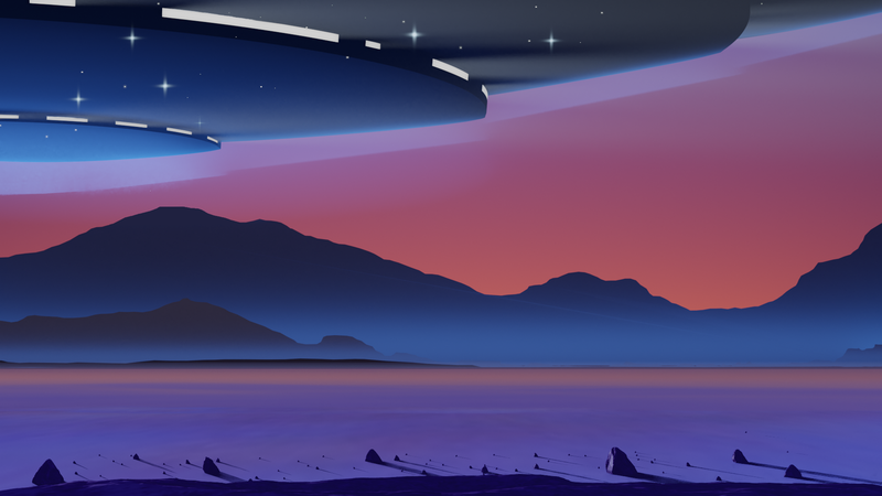 gradient, vaporwave, digital art, sky, desert