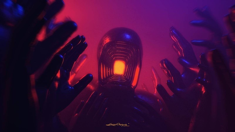 gradient, fingers, digital art, hands, 3D fractal