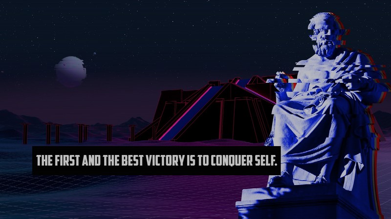 vaporwave, statue, motivational