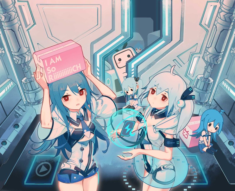 anime girls, bilibili, 2233, anime, cyan