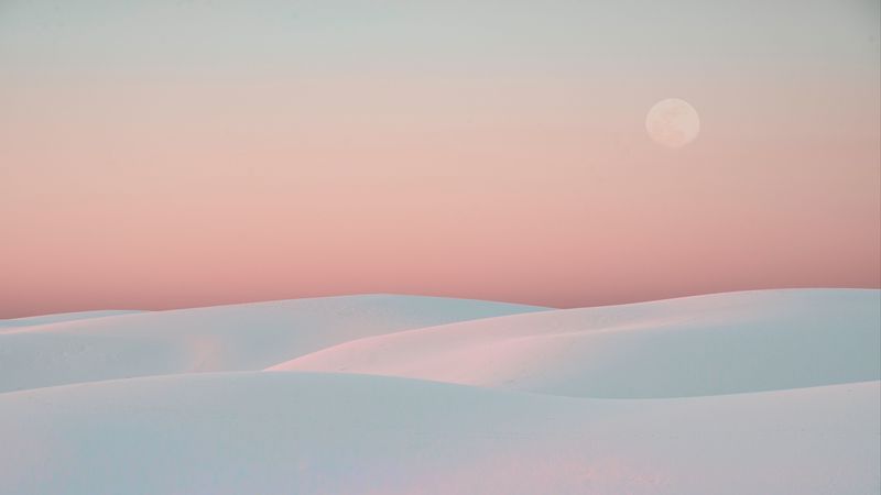 desert, dunes, moon, sand, white, 4k