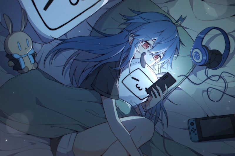 anime girls, bilibili, 2233, smartphone, Nintendo Switch, headphones, anime
