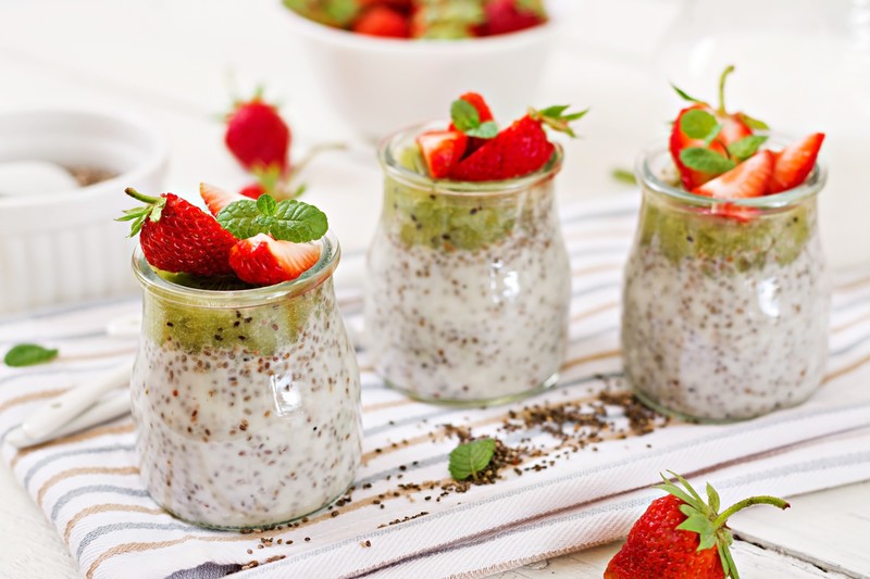 strawberries, yogurt, fruit, food, berries