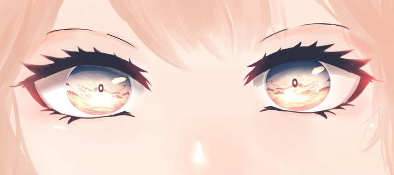 anime, anime girls, digital art, artwork, 2D, portrait, eyes, closeup, reflection