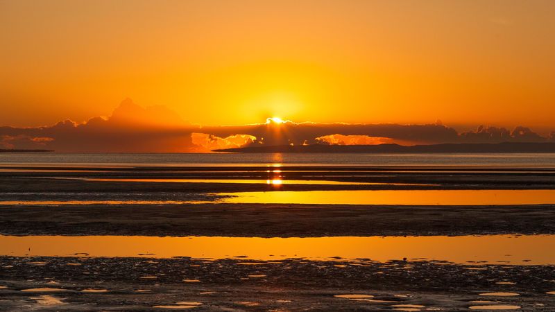 sunset, sun, rays, glare, 4k