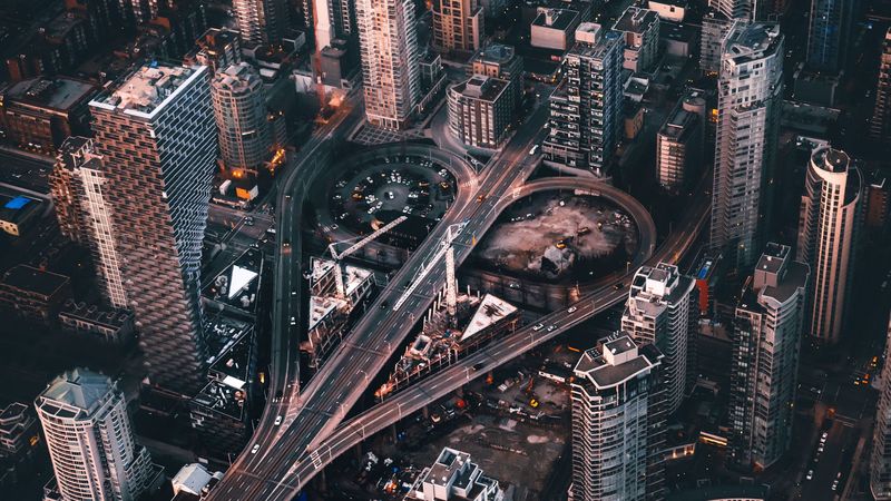 city, aerial view, architecture, vancouver, canada, 4k