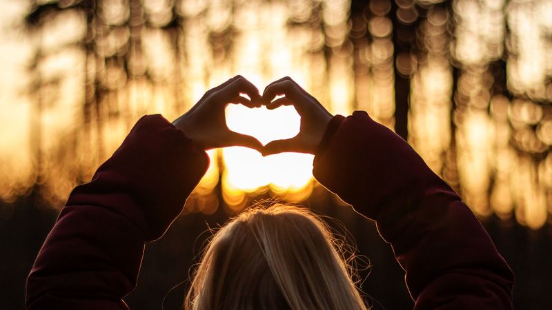 hands, heart, sunset, love, sunlight, 4k