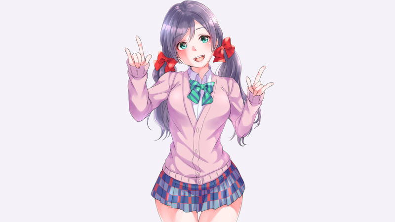 simple background, long hair, skirt, twintails, ribbons, anime
