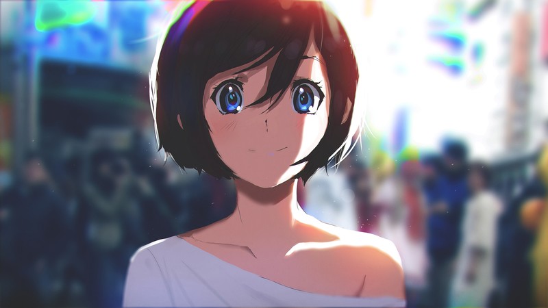 anime, anime girls, blue eyes, short hair