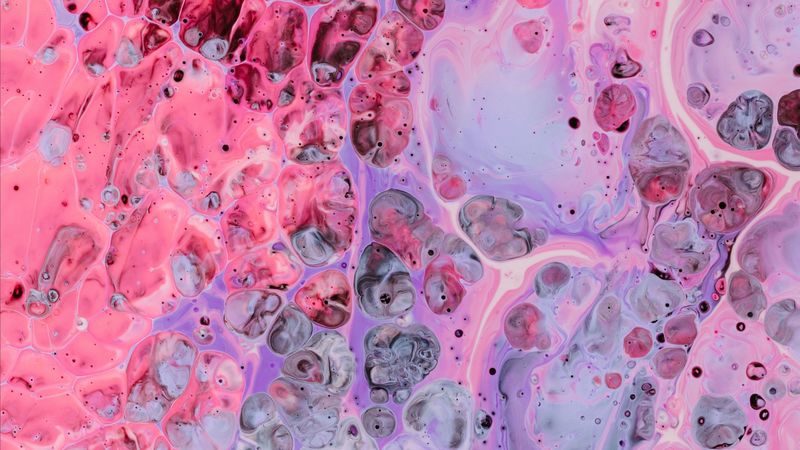 paint, stains, pink, lilac, circles, spots, abstraction, multi-colored, 4k