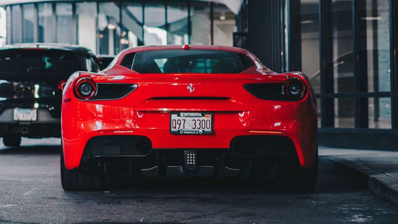 ferrari 458, ferrari, car, sports car, rear view, red, 4k