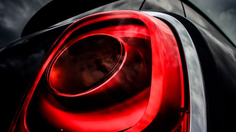 headlight, car, red, black, light, 4k