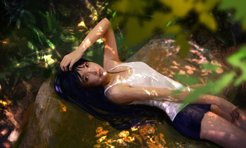Asian, women, women outdoors, artwork