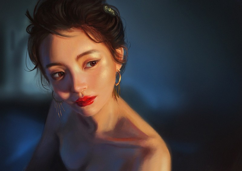 face, portrait, women, artwork