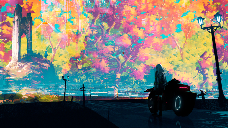 digital, nature, futuristic, robotic, machine, anime, landscape, science fiction