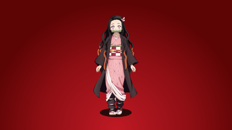 Kamado Nezuko, Kimetsu no Yaiba, anime, red, anime girls