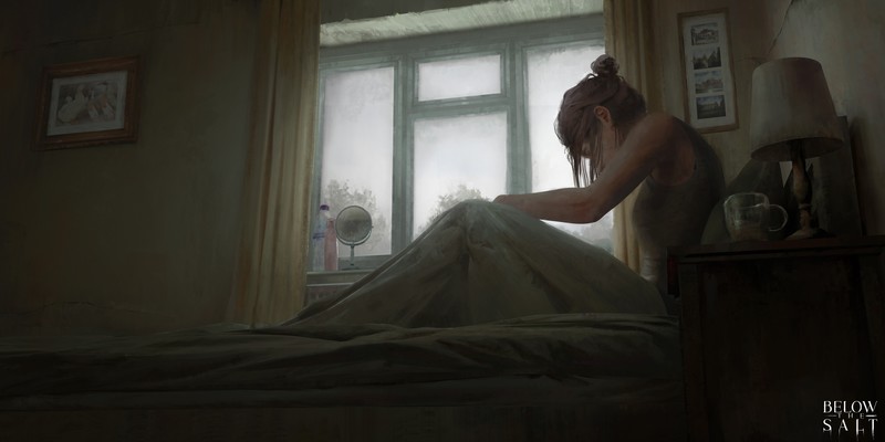 digital art, artwork, illustration, women, bed, indoors, Connor Sheehan