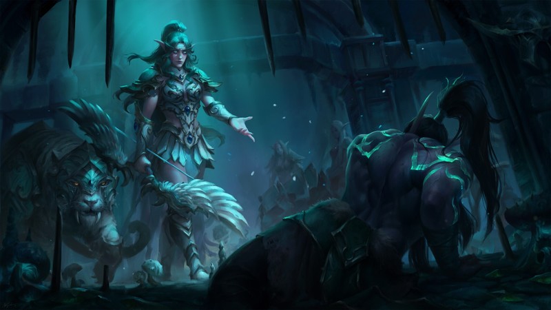 digital art, artwork, illustration, Warcraft, video games, video game art, Blizzard Entertainment, Illidan Stormrage, Tyrande Whisperwind, Warcraft III, Warcraft III: Reforged, fantasy art