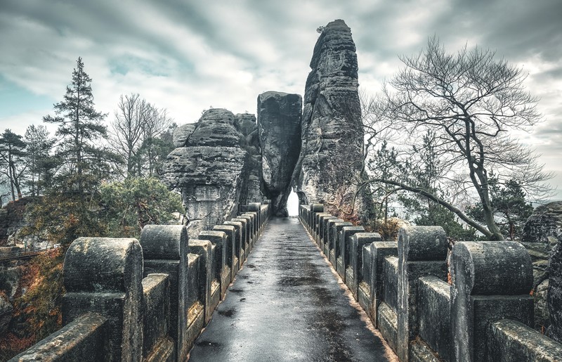 nature, landscape, Roman Malik, trees, Czech Republic, bridge, national park, rock, wet, long exposure, stone