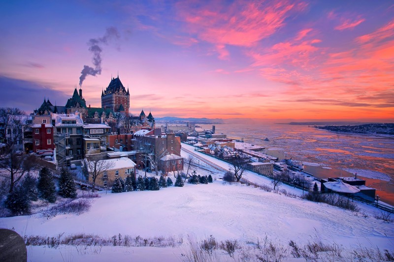 Canada, Quebec, winter, cold, sky, Château Frontenac