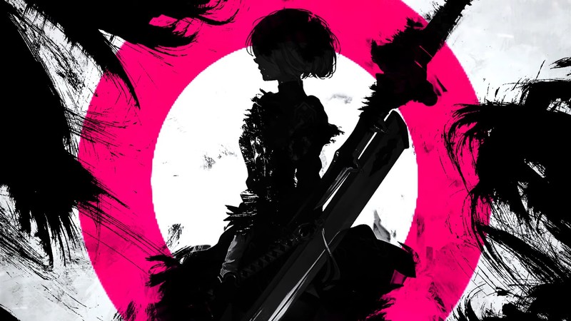 Nier: Automata, red, black, 2B, white, video game art, video games