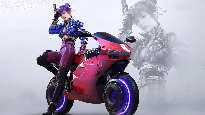 motorcycle, gun, weapon, cyberpunk