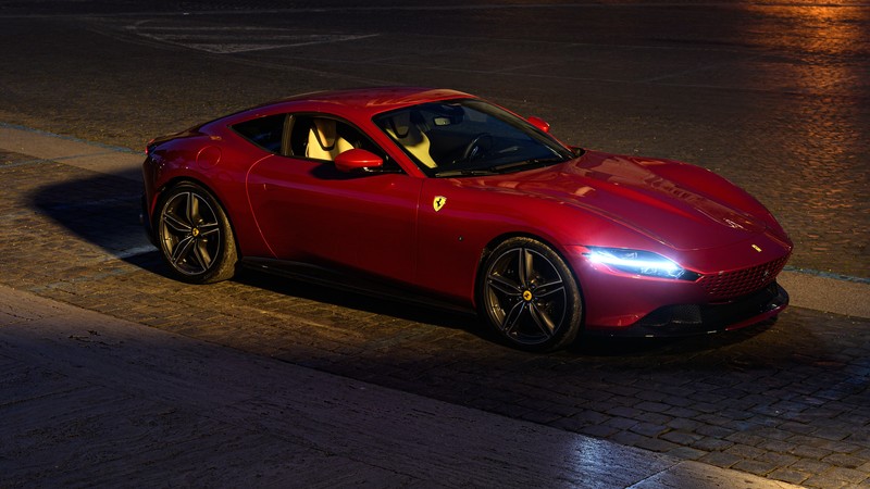 Ferrari Roma, vehicle, car, supercars, night, street