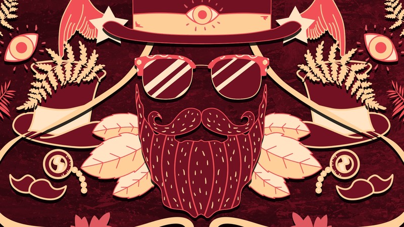 beard, beards, red, yellow, glasses, leaves