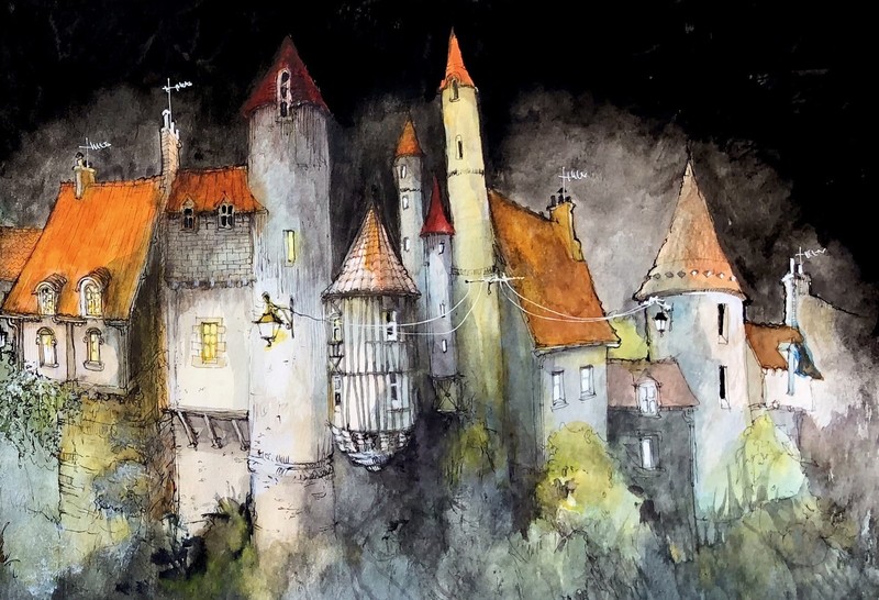 town, cityscape, artwork