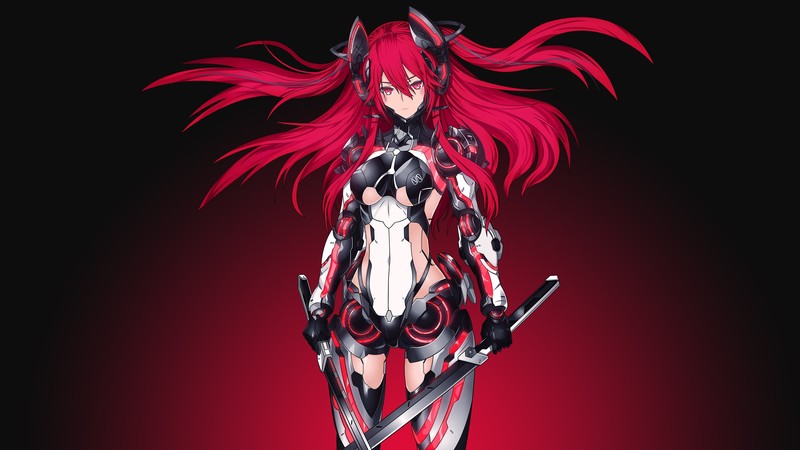 art gallery, anime, anime girls, redhead, long hair