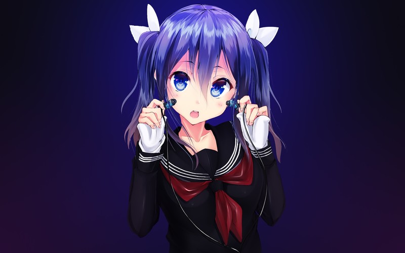 art gallery, anime, anime girls, blue eyes, simple background, open mouth