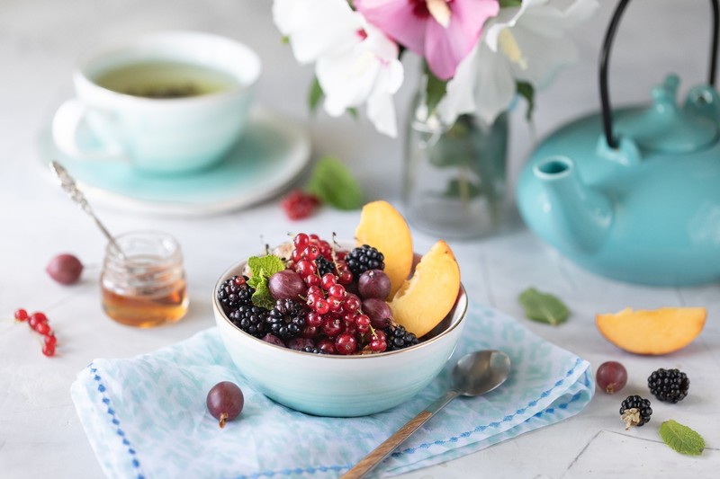 colorful, dessert, food, fruit, berries, spoon