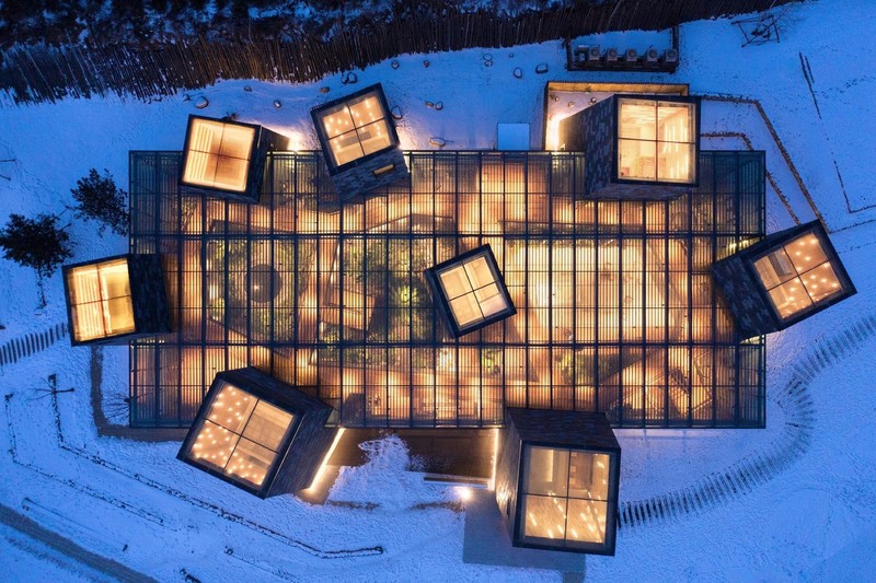 architecture, modern, house, aerial view