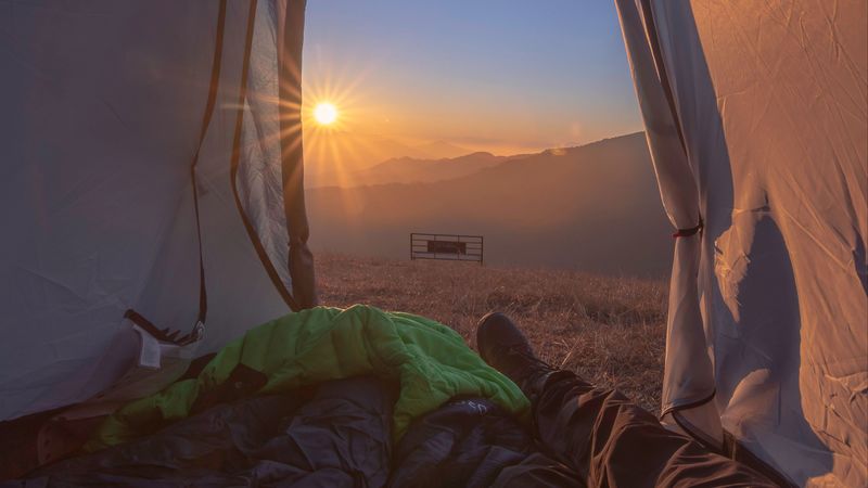 tent, legs, camping, tourism, travel, sunlight, 4k
