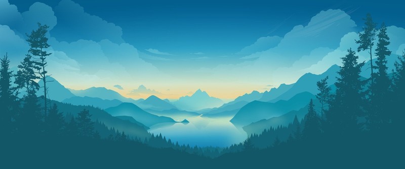 landscape, valley, lake, forest, colorscape