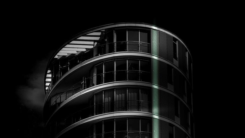 building, architecture, dark, minimalism, 4k