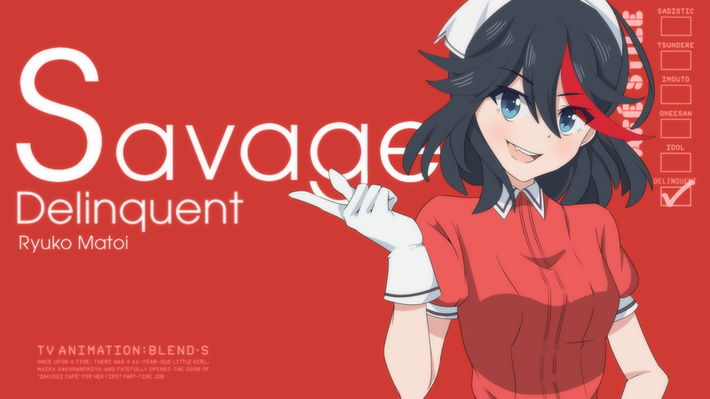 Matoi Ryuuko, Blend S, anime, anime girls, red, BLEND-S, Kill la Kill, gloves, Dandere