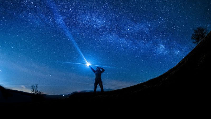 starry sky, man, stars, night, shine, 4k
