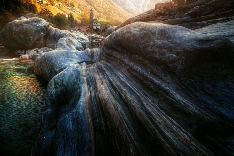 Switzerland, rock, river, nature